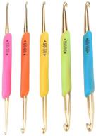 🧶 crochet hooks set with tpr soft rubber handle and aluminum knitting needles - double hook crochet hook set (random color) logo