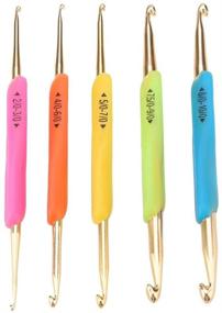 img 4 attached to 🧶 Crochet Hooks Set with TPR Soft Rubber Handle and Aluminum Knitting Needles - Double Hook Crochet Hook Set (Random Color)