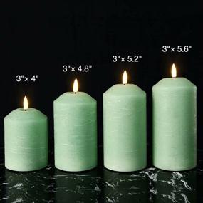 img 2 attached to 🕯️ Eywamage Green Flameless Pillar Candles with Remote - Set of 4, Flickering LED Battery Candles for Christmas Home Decor"