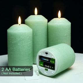 img 1 attached to 🕯️ Eywamage Green Flameless Pillar Candles with Remote - Set of 4, Flickering LED Battery Candles for Christmas Home Decor"