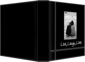 img 3 attached to 📷 Фотоальбом Pioneer Photo Albums с вышитым орнаментом и кожаными обложками "Живи, смейся, люби" для печатей размером 4x6 дюймов в элегантном черном цвете.