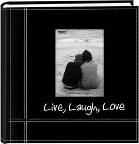 img 4 attached to 📷 Фотоальбом Pioneer Photo Albums с вышитым орнаментом и кожаными обложками "Живи, смейся, люби" для печатей размером 4x6 дюймов в элегантном черном цвете.