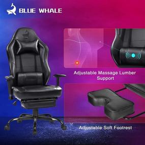 img 2 attached to Blue Whale Ergonomic Game Office Chair with Footrest, High Back Racing PC Computer Desk Swivel Chair, Adjustable Armrests - Model 8332