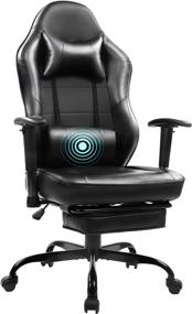 img 4 attached to Blue Whale Ergonomic Game Office Chair with Footrest, High Back Racing PC Computer Desk Swivel Chair, Adjustable Armrests - Model 8332