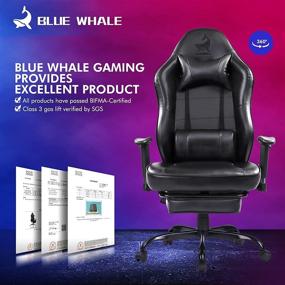 img 3 attached to Blue Whale Ergonomic Game Office Chair with Footrest, High Back Racing PC Computer Desk Swivel Chair, Adjustable Armrests - Model 8332