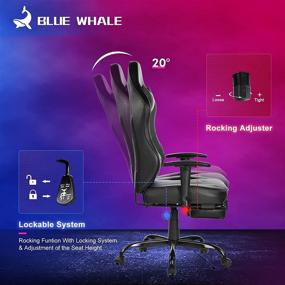 img 1 attached to Blue Whale Ergonomic Game Office Chair with Footrest, High Back Racing PC Computer Desk Swivel Chair, Adjustable Armrests - Model 8332