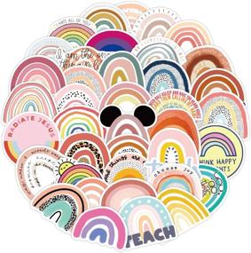 img 3 attached to 🌈 50pcs Rainbow Vinyl Stickers for Water Bottles, Laptop, Decoration, Skateboard, Luggage, DIY Album, Scrapbook