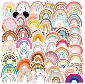 img 4 attached to 🌈 50pcs Rainbow Vinyl Stickers for Water Bottles, Laptop, Decoration, Skateboard, Luggage, DIY Album, Scrapbook