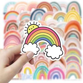 img 2 attached to 🌈 50pcs Rainbow Vinyl Stickers for Water Bottles, Laptop, Decoration, Skateboard, Luggage, DIY Album, Scrapbook