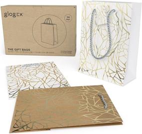 img 1 attached to Glogex Kraft Paper Gift Bags for Birthdays and Weddings (Set of 14 Bags, 2 Unique Crack Designs)