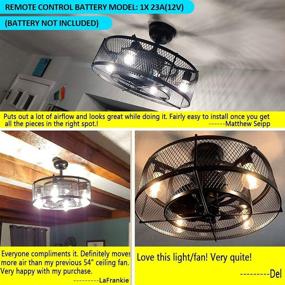 img 3 attached to 🏭 Black Caged Ceiling Fan with Light, Adjustable 3-Speeds, Remote Control, Industrial Style for Living Room, Bedroom, Kitchen – DLLT 20In, 4xE26 Bulb Base (Bulb Not Included)