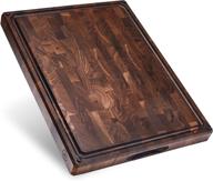 🪓 large end grain walnut wood cutting board - sonder los angeles, made in usa - non-slip feet, juice groove, sorting compartments - 17x13x1.5 in - gift box included logo