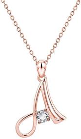 img 4 attached to 🌸 JUSZXY Initial Necklaces for Women in 14K Rose Gold Plating, Cubic Zirconia Letter Pendant Script Name Monogram Necklace, Delicate Initial Necklace for Mom Perfect for Mother's Day