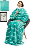 🎗️ healing thoughts blanket by illiati - sherpa fleece throw blanket for post-surgery & breast cancer recovery. inspirational get well soon gift for women & men - teal blanket logo