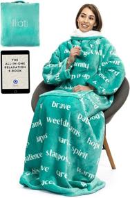 img 4 attached to 🎗️ Healing Thoughts Blanket by illiati - Sherpa Fleece Throw Blanket for Post-Surgery & Breast Cancer Recovery. Inspirational Get Well Soon Gift for Women & Men - Teal Blanket