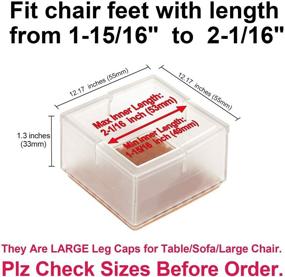 img 3 attached to 💫 Protective Floor Caps for Large Table Legs (1-15/16" to 2-1/16") – Square Silicone Furniture Leg Covers with Felt Pads – Clear, 16 Pack