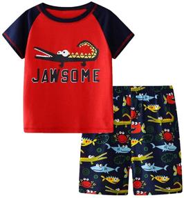 img 4 attached to Toddler Summer Cotton Outfits for Boys: HILEELANG Clothing Sets