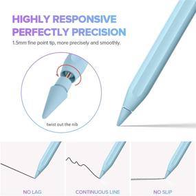 img 2 attached to 🖊️ Active Stylus Pen with Palm Rejection for iPad: 3-Level Battery Indicator, Tilt Sensitivity - Compatible with iPad Pro 11/12.9 (2018-2020), 6th/7th/8th Gen, Mini 5, Air 3rd/4th - Precise Writing and Drawing (Blue)