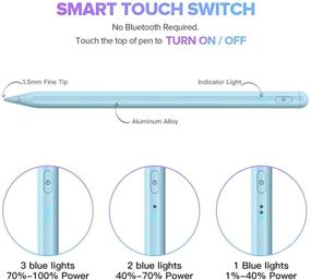 img 3 attached to 🖊️ Active Stylus Pen with Palm Rejection for iPad: 3-Level Battery Indicator, Tilt Sensitivity - Compatible with iPad Pro 11/12.9 (2018-2020), 6th/7th/8th Gen, Mini 5, Air 3rd/4th - Precise Writing and Drawing (Blue)