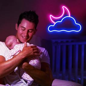 img 1 attached to Neon Sign, HOBEST Cloud and Moon Neon Sign, Neon Wall Decor, Battery/USB Powered Neon Sign for Bedroom Kids Game Room Bar, Home Decoration, Christmas Party Wedding