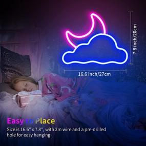 img 2 attached to Neon Sign, HOBEST Cloud and Moon Neon Sign, Neon Wall Decor, Battery/USB Powered Neon Sign for Bedroom Kids Game Room Bar, Home Decoration, Christmas Party Wedding