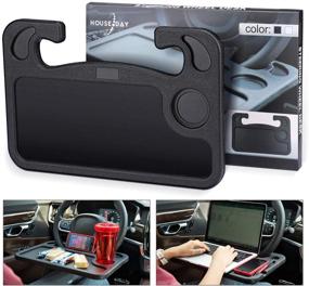img 4 attached to 🚗 Car Tray for Eating, Car Desk, Steering Wheel Tray, Laptop Desk, Fits Most Vehicle Steering Wheels - Black (Pack of 1)