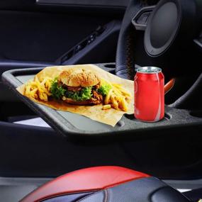 img 2 attached to 🚗 Car Tray for Eating, Car Desk, Steering Wheel Tray, Laptop Desk, Fits Most Vehicle Steering Wheels - Black (Pack of 1)