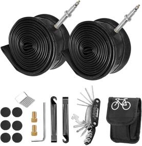 img 4 attached to 🚴 SUPOW 2-Pack Bike Inner Tubes - Presta Valve 48mm - Road and MTB Bike Tire Tube Set with Repair Tool Kits and Presta Valve Adapter - 26'' 27.5'' 29'' Bicycle Inner Tube Replacement