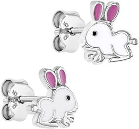 img 3 attached to 🐰 925 Sterling Silver Bunny Earrings: Adorable Gift for Animal-Loving Toddlers & Young Girls