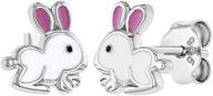 🐰 925 sterling silver bunny earrings: adorable gift for animal-loving toddlers & young girls logo