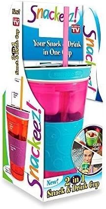  Snackeez Travel Cup Snack and Drink in One Container Green/Blue  : Home & Kitchen