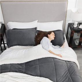 img 1 attached to Bedsure Grey Sherpa Queen Size Comforter Set - 1 Gray Comforter 88x88 Inches with 2 Pillow Shams, Machine Washable