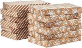 img 1 attached to 🎁 Hallmark Kraft Shirt Box Bundle: 12 White Snowflakes and Stripes Boxes - Perfect for Christmas, Hanukkah, Birthdays, Weddings, and More!