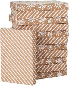 img 4 attached to 🎁 Hallmark Kraft Shirt Box Bundle: 12 White Snowflakes and Stripes Boxes - Perfect for Christmas, Hanukkah, Birthdays, Weddings, and More!