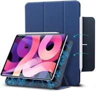 🔵 esr magnetic case for ipad air 4 2020 10.9 inch/ipad pro 11 2018 - convenient magnetic attachment, trifold smart case, auto sleep/wake cover, rebound series (navy blue) logo