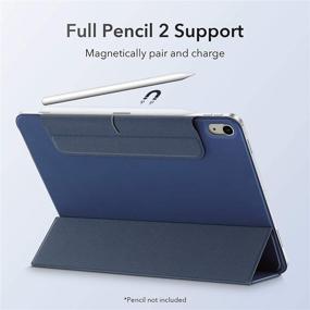 img 1 attached to 🔵 ESR Magnetic Case for iPad Air 4 2020 10.9 Inch/iPad Pro 11 2018 - Convenient Magnetic Attachment, Trifold Smart Case, Auto Sleep/Wake Cover, Rebound Series (Navy Blue)