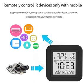 img 3 attached to WiFi Smart IR Remote Control with LCD Display + Temperature Humidity Sensor - Compatible with Alexa, Google Assistant - Monitor and Control 98%+ IR Devices for Air-Conditioners, TVs, Fans, and More - Smart Life App Integration