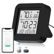 wifi smart ir remote control with lcd display + temperature humidity sensor - compatible with alexa, google assistant - monitor and control 98%+ ir devices for air-conditioners, tvs, fans, and more - smart life app integration logo