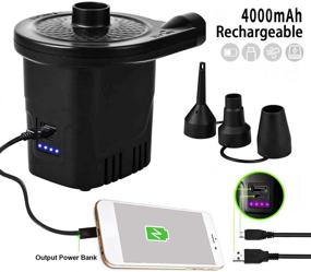 img 2 attached to 🔌 B-Qtech Rechargeable Air Pump with 4000mAh Power Bank Function | Electric Pump for Paddling Pool, Inflatable Boat, Airbed, and Pool Toy | Includes 3 Nozzles and USB 5V Adapter