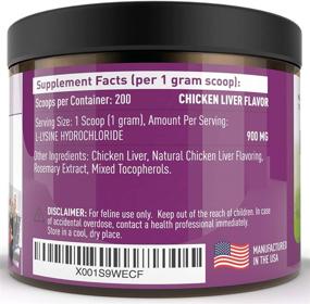 img 1 attached to 🐱 Lysine Supplement for Cats - L-Lysine Powder Cat Supplements - 900mg, 200 Scoops - Lysine Kitten, Cat Immune System Support for Cold, Sneezing, Eye Health, Upper Respiratory Infection Treatment - Made in the USA