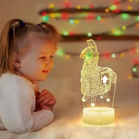 img 2 attached to 🦙 Captivating 3D Night Light Lamp: 7 Color Changeable Llama Crackle Base - Perfect Kids' Birthday/Holiday Christmas Gift