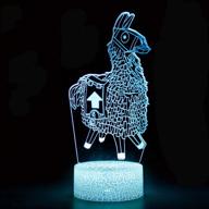 🦙 captivating 3d night light lamp: 7 color changeable llama crackle base - perfect kids' birthday/holiday christmas gift логотип