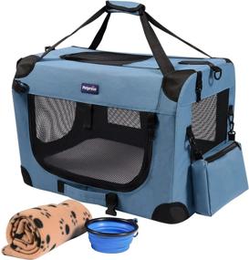 img 4 attached to 🐱 Petprsco Soft Pet Carrier for Cats: 3 Door Folding Travel Carrier with Straps, Collapsible & Comfortable Design, Ventilated & Portable