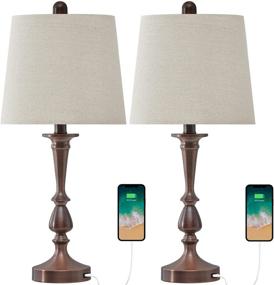 img 1 attached to Oneach USB Table Lamps Set Of 2 For Living Room 22