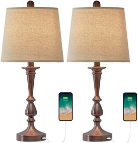 img 2 attached to Oneach USB Table Lamps Set Of 2 For Living Room 22