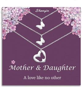 img 4 attached to 🦋 Shonyin Mother Daughter Matching Necklace Set for 2/3PCS, 18+2 inch Chain, Cutout Butterfly Mommy and Me Necklace Jewelry - Ideal Christmas Birthday Gifts for Mom and Women