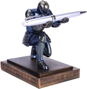 img 3 attached to CYXStar Resin Soldier Executive Pen Holder Desk Organizer - Cool 🖊️ Blue Pen Stand Home Decor Resin Pencil Holder for Men with Gift Pen