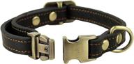 🐶 jingwy genuine leather dog collar - all natural and available in 3 sizes for small, medium, and large pets - brown and black options logo