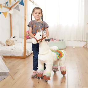 img 1 attached to 🦄 Pony Funny Ride-On Toy Unicorn Rocking Horse with Mechanical Walking Cycle - Giddy Up Cowboy! Ages 3-8