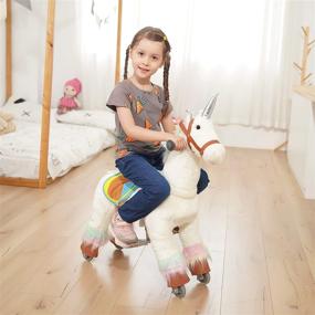 img 2 attached to 🦄 Pony Funny Ride-On Toy Unicorn Rocking Horse with Mechanical Walking Cycle - Giddy Up Cowboy! Ages 3-8